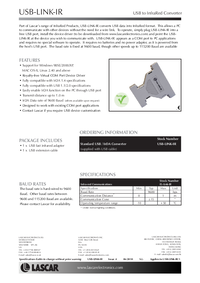 Thumbnail of document Data Sheet - USB-LINK-IR USB to Infrared Converter